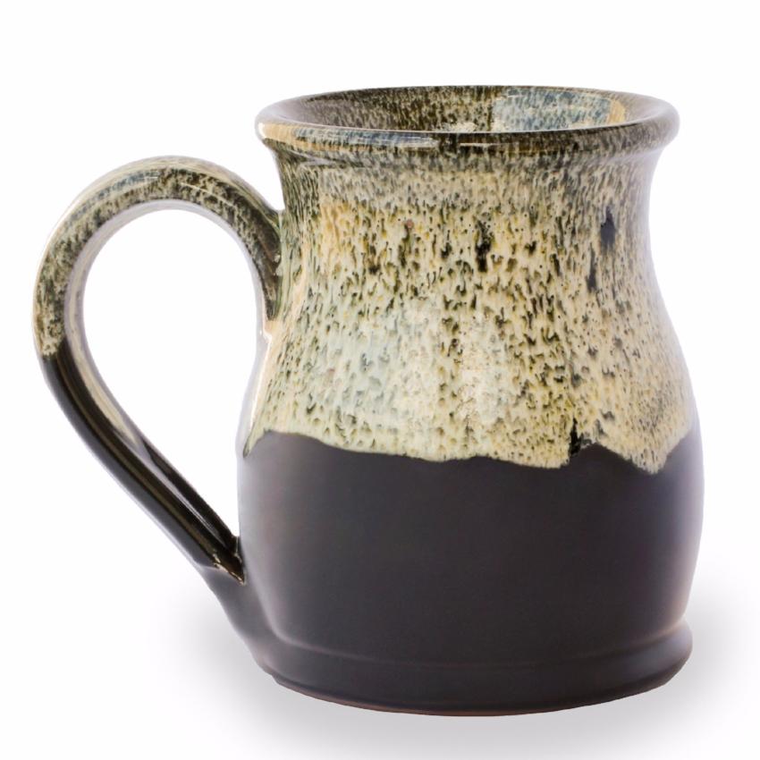 Tall Striped Mug with Two-Finger Handle and Darker Finish — stonepool  pottery